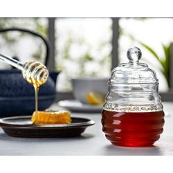 KooK Honey Jar with Dipper, Holds 9oz, Glass, Holder, Container