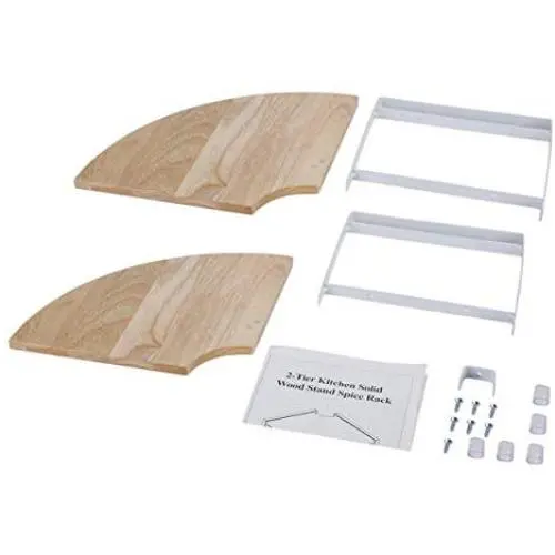 Holz-Fächer-Regal mit 2 Schichten – Küchenregal mit Ecken-Regalen, Gewürzregal, für Glashaubespeicher und Gewürzflaschen/Aromen-Organizer