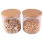 550Ml Kitchen Food Candy Nuts Transparent Sealed Glass Storage Bottle Terrarium Can Jar With Bamboo Lid 9.910Cm