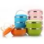 ZHX Wärmebeständige Lunchbox Bento Picknick Lagerung Messdose Edelstahl Mehrfächer für Schüler Kinder Outdoor Camping Blau 3