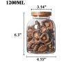 Danmu 1Pc of Lead Free Glass Storage Jars Food Storage Jars with Natural Wood Lid Coffee Bean Jar Cookies Flour Sugar Candy Spice Container 1200ML / 40.5oz