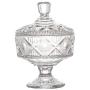 Crystal Candy Jar with Lid Exquisite Glass Covered Storage Jar Embossed Pattern Candy Dish Box (Diameter 12.5 cm)