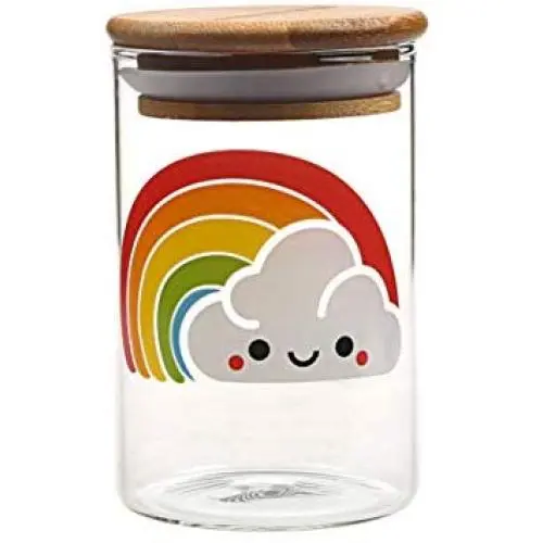 Contenant en verre étanche aux couleurs d'arc-en-ciel, avec couvercle en bambou, à fermeture hermétique, étanche à l'air et à l'humidité. Contenant en verre étanche aux couleurs d'arc-en-ciel, avec couvercle en bambou, à fermeture hermétique, étanche à l'air et à l'humidité.