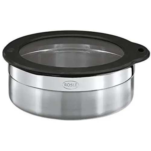 Boîte de rangement en acier inoxydable 18/10 avec couvercle en silicone, 18x6cm, 16558 Boîte de rangement en acier inoxydable 18/10 avec couvercle en silicone, 18x6cm, 16558