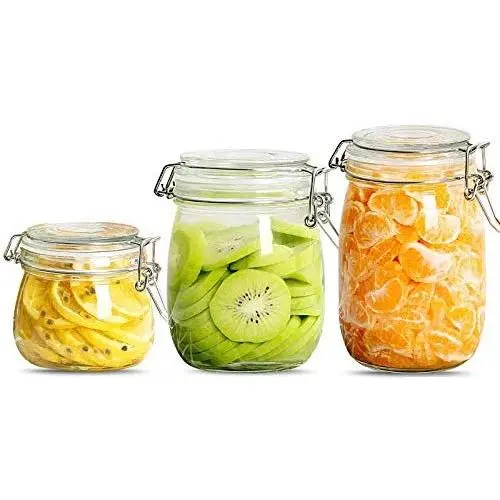 Yl Ly Glass Bottle Sealed Cans With Lid Small Household Honey Passion Fruit Storage Jar Glass Sugar Cans Set Round 500Ml+750Ml+1000Ml Yl Ly Glass Bottle Sealed Cans With Lid Small Household Honey Passion Fruit Storage Jar Glass Sugar Cans Set Round 500Ml+750Ml+1000Ml