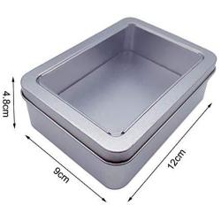 SAIrch Candy Storage Box Container Cans Metal Rectangular Storage Box with Large Clear Window Lids,for Stationery, Candles, Candy, Gifts, Balms and Treasures