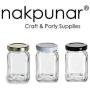 Nakpunar 12 pcs Victorian Square Glass Jars with Plastisol Lined Lids (6 fl oz, White)