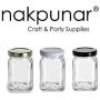 Nakpunar 12 pcs Victorian Square Glass Jars with Plastisol Lined Lids (6 fl oz, White)