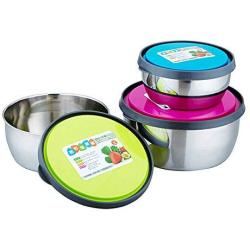 Set of 3 Stainless Steel Food Storage Bowl Leak-Proof Lunch Container with Dust-Proof Lids for Travel Hiking Camping Picnics Food Jar