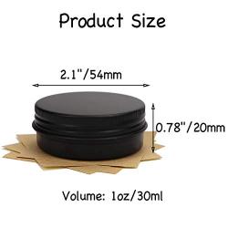 31pcs 0.5oz/15ml,1oz/30ml,2oz/60ml Black Aluminum Tin Jar with Screw Lid and Blank Labels