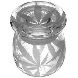 IncisoArt Hand Etched Vibe Storage Jar Sandblasted (Sand Carved) Glass Handmade USA Custom (4.5 Ounce (133ml), Cannabis Leaf Stash)