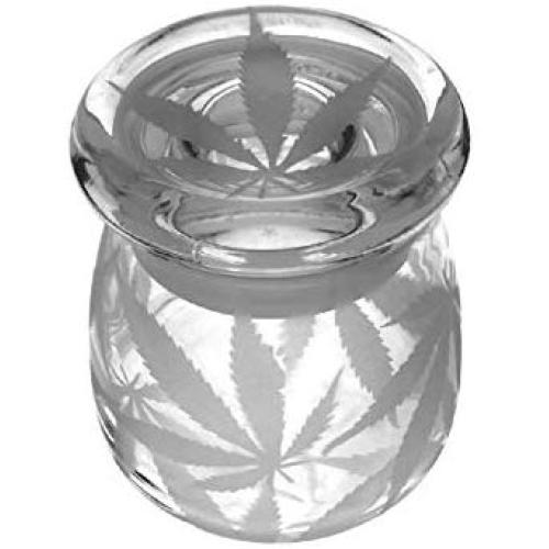 IncisoArt Hand Etched Vibe Storage Jar Sandblasted (Sand Carved) Glass Handmade USA Custom (4.5 Ounce (133ml), Cannabis Leaf Stash)