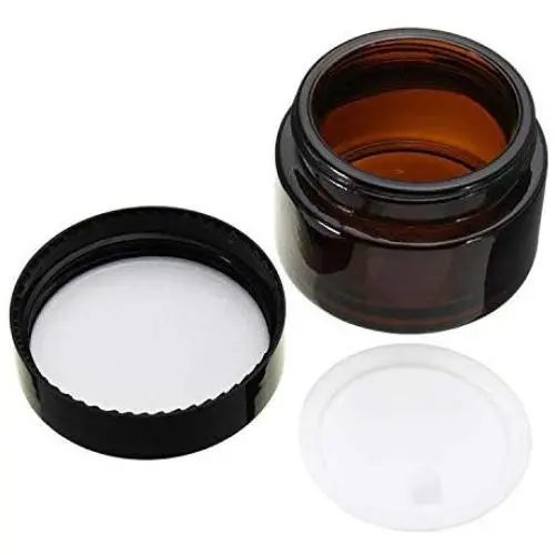 5G/10G/20G/30G/50G Bernstein Glas Cremekarafe, Kosmetikbehälter, Kosmetikflasche mit schwarzer Kappe, 5G