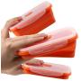 uirend Silicone Sealed Folding Lunch Box - 4PCS Storage Jars with Lids Microwave Freezer Box Seal Plastic Tubs Fruit Picnic Lunches Meal Prep