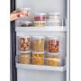 HOMELUNY Set of 4 Kitchen Airtight Plastic Food Jars Clear Cereal Storage Food Container Jars for Candy, Cookie, Rice, Sugar,Flour,Snacks Keeping Food Dry & Fresh Short 3 + high 3