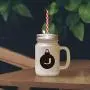 Royal Blue&quotJ" Christmas Tree Toy Monogram J Frosted Glass Mason Jar With Straw