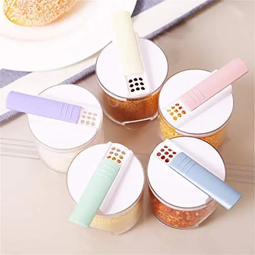 Kitchen Clear Acrylic Seasoning Box Set, 5 Piece Condiment Jar With Perforated Lid Portable Spice Storage Canister-a