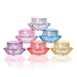 GBSTORE 10 Pcs 5 Gram Colorful Transparent Refillable Plastic Cosmetic Jars, Empty Sample Containers with Lids for Travel Makeup Cream Lotion Eye Shadow Powder Containers,Diamond-Shape,Mix-Color