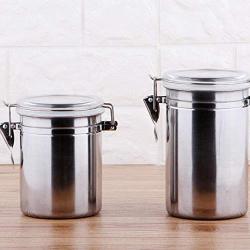 Stainless Steel Sealed Canister Tanks Coffee Bean Sugar Tea Storage Jar Bottle Kitchen Can Pot Metal Box Bowl,9 x 10.5cm