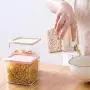 Ensemble de rangement alimentaire en verre et plastique, bocaux hermétiques pour grain, fruits secs, biscuitier, rangement, rose, 530ml Ensemble de rangement alimentaire en verre et plastique, bocaux hermétiques pour grain, fruits secs, biscuitier, rangement, rose, 530ml