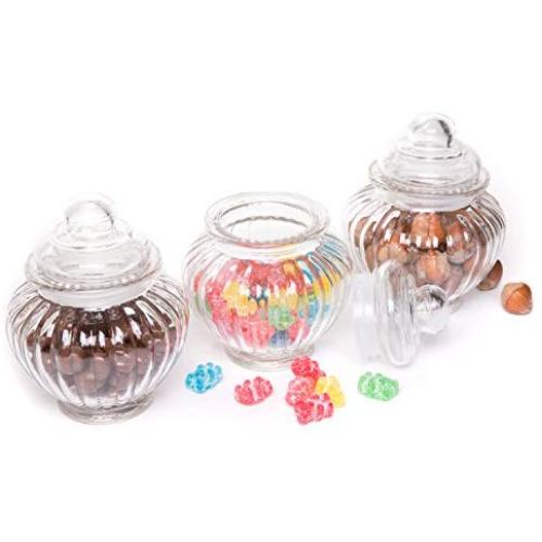 Ripple Food Storage Small Glass Jar Canister with Airtight Lid - 8 Ounce, Set of 3