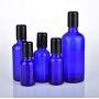vipolish 3 PCS 50 ML 1.7 OZ Blue Glass Refillable Roll-On Bottles with Stainless Steel Roller Ball and Black Cap Essential Oil Container Perfume Cosmetic Sample Dispenser Roller Vials