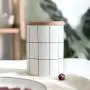 Rundes Karo Design Gezglassertes Keramik-Aufbewahrungsbehälter für Gewürze, Tee, Kaffee, Dose, Tank, Behälter, Flasche mit Deckel für Küchenorganizer