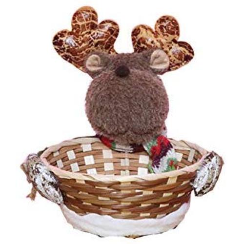 BLagenertJ Christmas Candies Fruits Basket Holder Santa Elk Snowman Doll Fruit Snacks Storage Basket Box Bag for Desktop Decor Elk