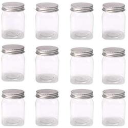 Cereal Storage Container 12 Packs Clear Plastic Containers with Silver Metal Lids Food Safe Stackable Transparent Storage Container
