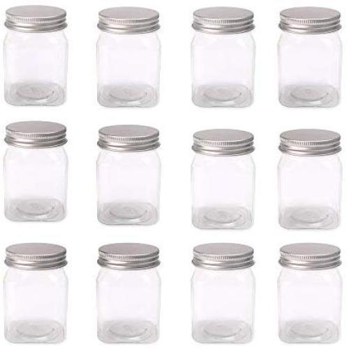 Cereal Storage Container 12 Packs Clear Plastic Containers with Silver Metal Lids Food Safe Stackable Transparent Storage Container