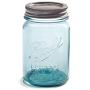 Ball Mason Jars 16 oz Regular Mouth Turquoise Colored Glass Bundle with Non Slip Jar Opener- Set of 2 Pint Size Mason Jars - Canning Glass Jars with Lids