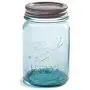 Ball Mason Jars 16 oz Regular Mouth Turquoise Colored Glass Bundle with Non Slip Jar Opener- Set of 4 Pint Size Mason Jars - Canning Glass Jars with Lids