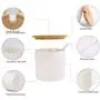 Keramik Lebensmittelbehälter von June Sky mit Bambusdeckel – Moderner Porzellanbehälter – Perfekt für Zucker, Tee, Kaffee, Gewürze, Essig, Condiments – 8 oz, weiß