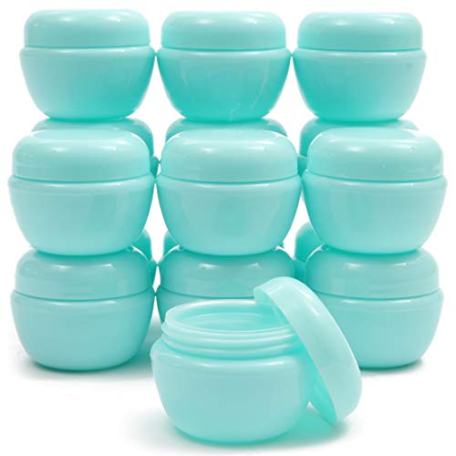 1 Oz (30ML) Small Plastic Jars with Lids and Inner Liners, Lotion Containers/Travel Cream Containers (Pack of 16, Green)