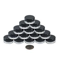 50 Empty, Black, 5 Gram Plastic Pot Jars, Cosmetic Containers, with Lids. (5 Gram - 50pk, Black)