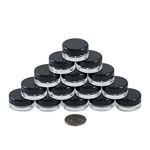 50 Empty, Black, 5 Gram Plastic Pot Jars, Cosmetic Containers, with Lids. (5 Gram - 50pk, Black) 50 Empty, Black, 5 Gram Plastic Pot Jars, Cosmetic Containers, with Lids. (5 Gram - 50pk, Black)