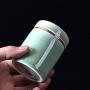 Exquisite Ceramic Food Storage Jar Storage Containers with Lids,Loose Tea Tin/Tea Storage/Tea Caddy/Tea Canister/Coffee Canister/Coffee Jar/Spice Nuts Snacks Storage 4.05oz/ 284g (Beige)