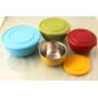 Plastic Coated Stainless Steel Set Of 4 U Storage Bowl Jar with Color Base