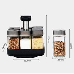 DUDDP Storage Spice lar set Reusable Jar Kitchen Seasoning Jar,Home Glass Pepper Bottle with Hole,Salt Shaker,Rotary Glass Cruet Seasoning Jar Set of 8,Kitchen supplies