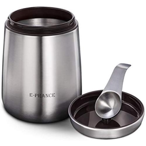 E-PRANCE Coffee Canister Airtight Coffee Vault - Freshness Protected -Stainless Steel Coffee Bean Container with Magnetic Scoop (18 oz)