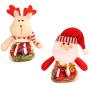 STOBOK Christmas Storage Jar for Treats, Cookies, Candy, Chocolate, Gift - Set of 2, Clear Candy Jar with Plush Santa Elk Dolls