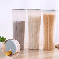 Multifunctional Spaghetti Pasta Noodle Plastic Storage Jar Snacks Chopsticks Container Canister with Lid(Green,Gray,Blue)28.810.3cm