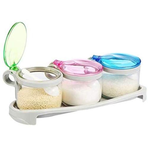 LQQGXLCondiment bottle, jar condiment storage box Spice jar, glass jar, seasoning box, spice storage box, food storage container with lid