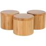 Lilys Home Round Bamboo Jar, Salt and Spices Storage Containers, Small 6oz Salt Box With Magnetic Lock. Set of 3 Wood Boxes