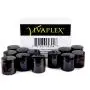 Vivaplex, 12, Amber, 4 oz, Round Glass Jars, with Inner Liners and black Lids