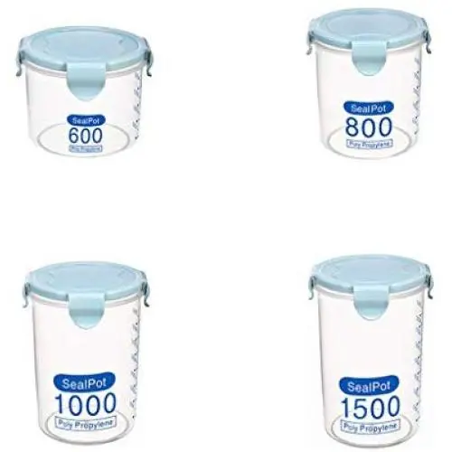 Food Savers 4 packs Food Storage Containers Food Preservation Box storage jar Transparent sealed can plastic Storage box storage jar (Color : C) Food Savers 4 packs Food Storage Containers Food Preservation Box storage jar Transparent sealed can plastic Storage box storage jar (Color : C)