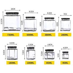 10Pcs Glass Jar Honey Jar Square Hexagontransparent House Storage Bottle For Nut Suger Canister Canned Glass Jam Jar,50Ml