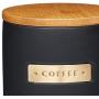 masterclass Master Class Stoneware and Brass Effect Coffee Canister with Airtight Bamboo Lid, 1 L (1.75 pt) ? Black, 11.1 x 11.1 x 14.5 cm