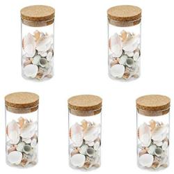 joyMerit 5PCS Clear Glass Jars,12cm Tall Glass Jars with Cork Stopper for Home Kitchen Herbs, Foods, Jams, Liquid, Canning Jars Spice Jar