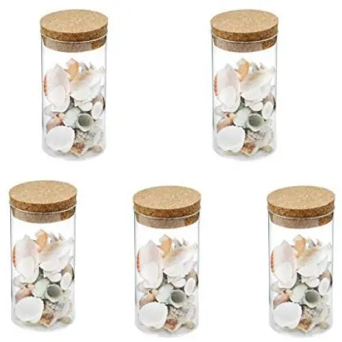 5Pcs Small Glass Bottles with Cork Stopper Tiny Clear Vials Storage Container for Art Crafts Projects Decoration Party Supplies